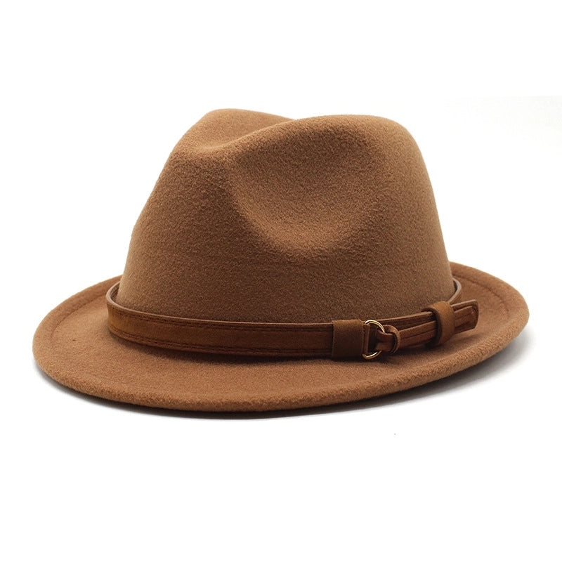 Women's Men's Basic Classic Style  Solid Color Big Eaves Flat Eaves Fedora Hat