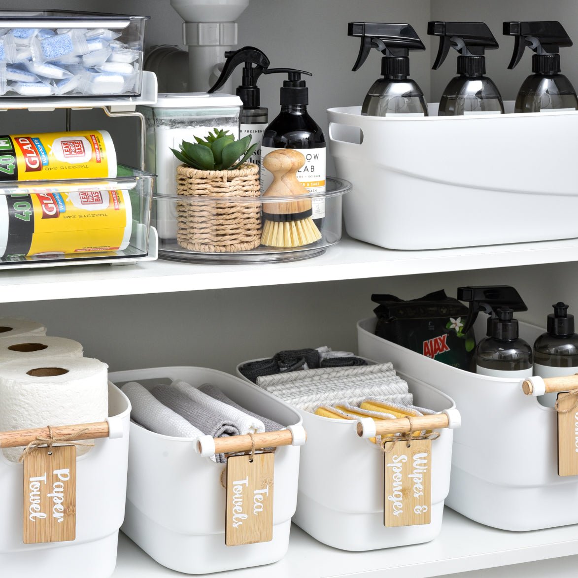 Storage Tub w/ Wooden Handle - Medium