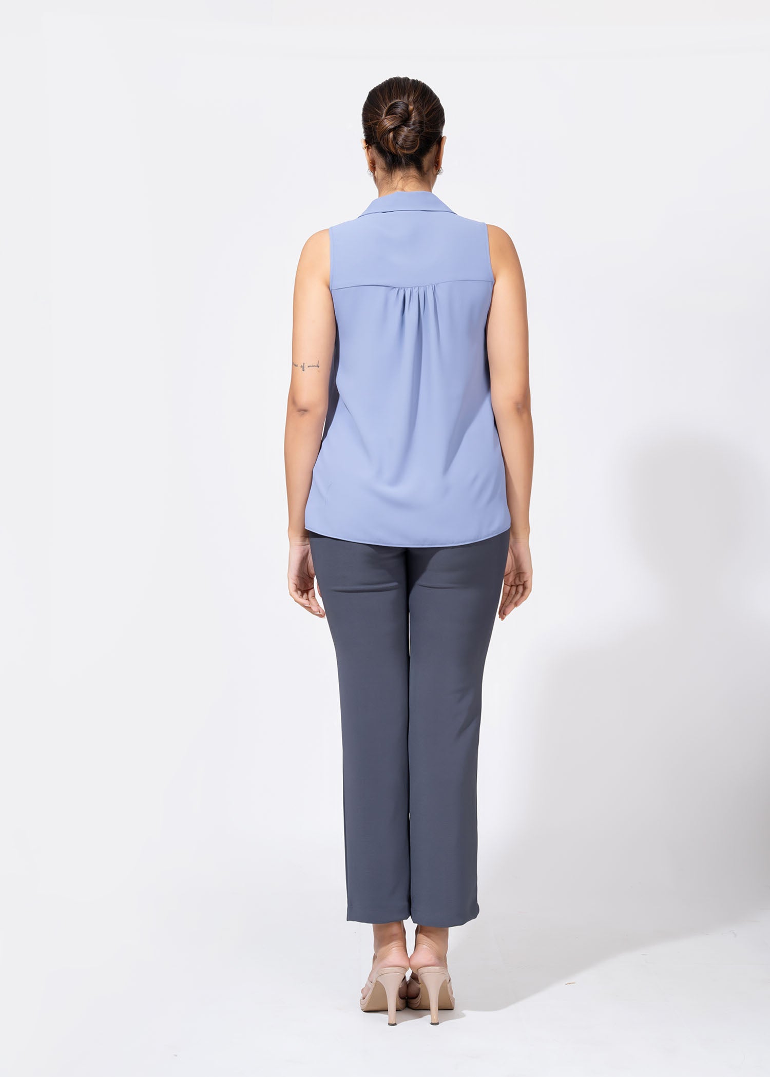 Sleeveless Blouse With Yoke