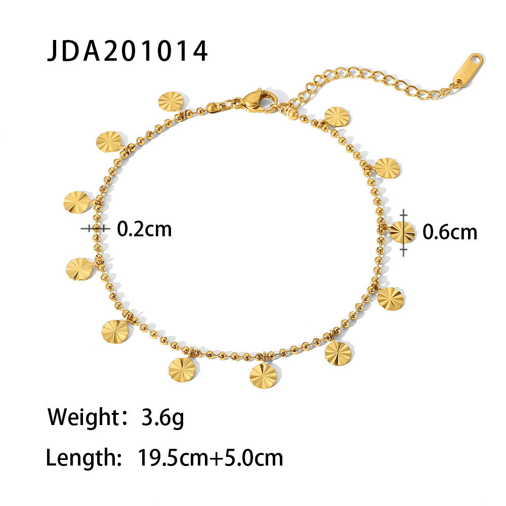 Women Minimalist Geometric Titanium Steel 18K Gold Plated Anklets
