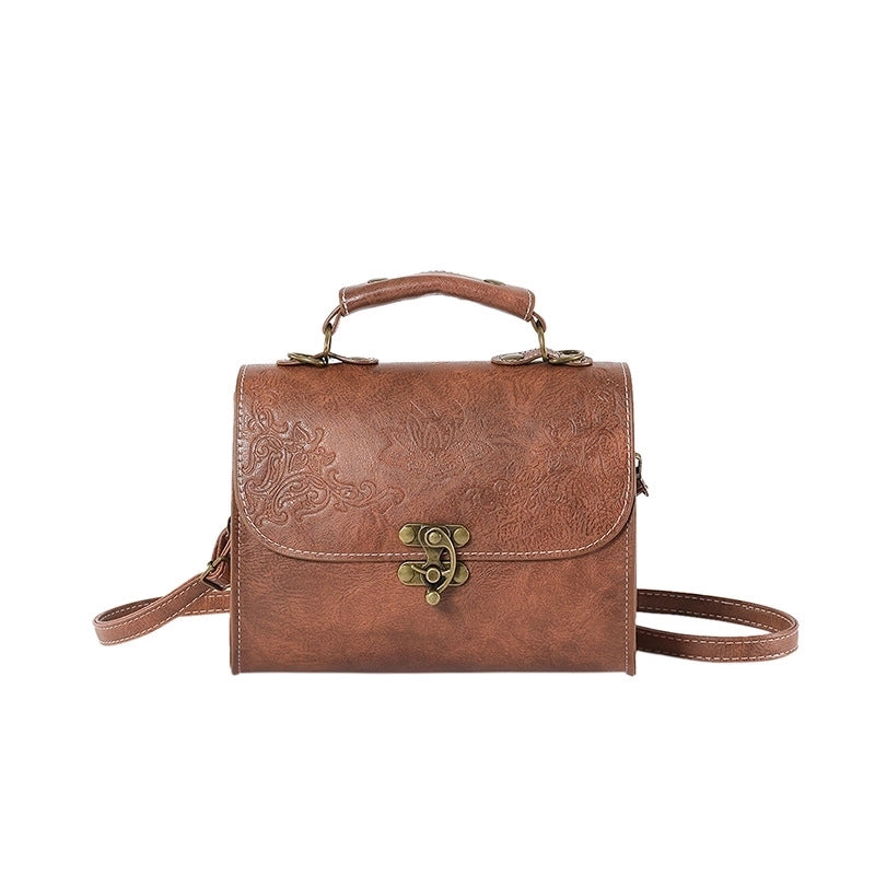 Women's Pu Leather Solid Color Vintage Style Classic Style Square Lock Clasp Handbag Crossbody Bag