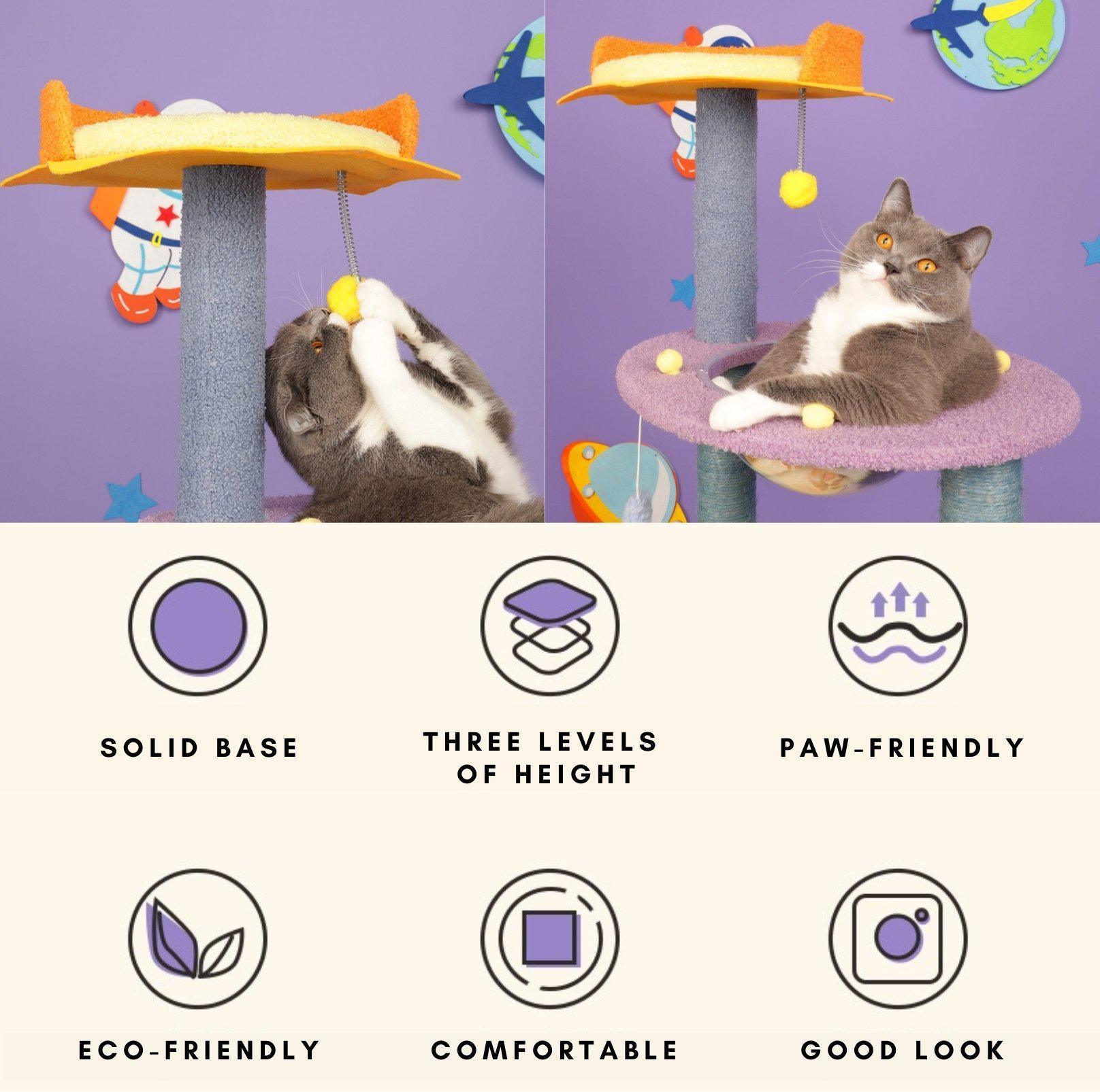 Tinypet Galaxy Meow Team Cat Tree With Scratching Posts