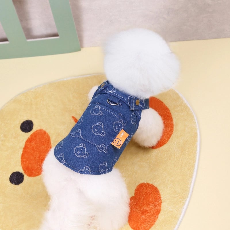 Casual Denim Solid Color Pet Clothing