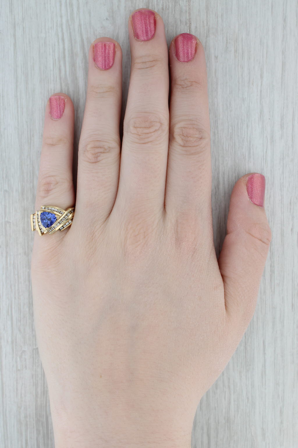 1.49ctw Tanzanite Diamond Ring 18k Yellow Gold Size 7