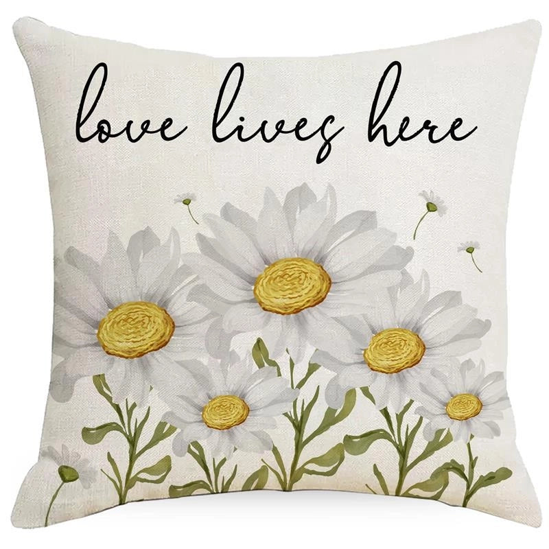 Minimalist Classic Style Commute Color Block Linen Pillow Cases