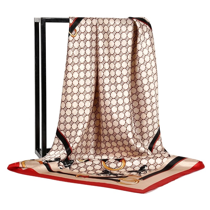 Gaohe Silk Scarf 90cm * 90cm Square Scarf Leopard Print Chain Large Square Scarf Silk Scarf Artificial Silk Scarf For Women