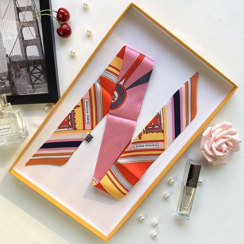 Women's Minimalist Flower Satin Printing Silk Scarf