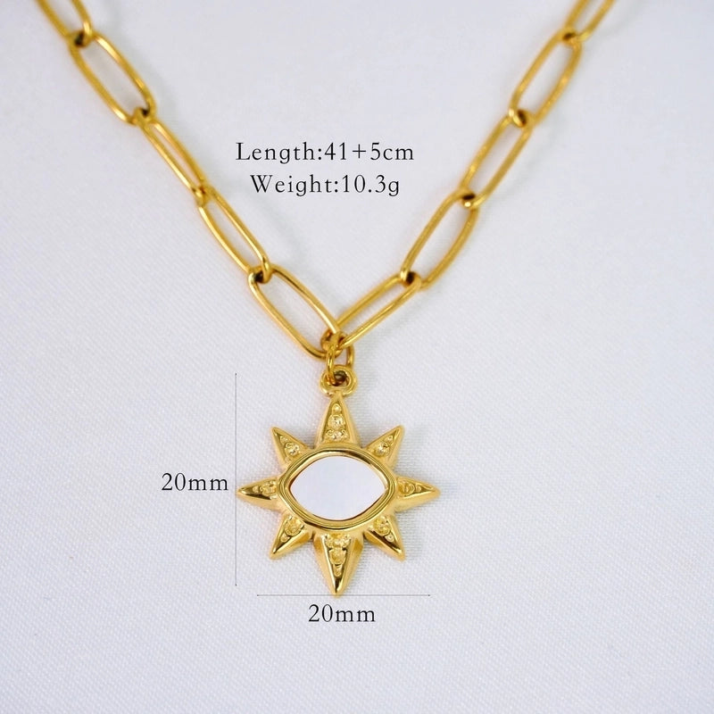 2 Pieces Minimalist Geometric Titanium Steel 14K Gold Plated Pendant Necklace