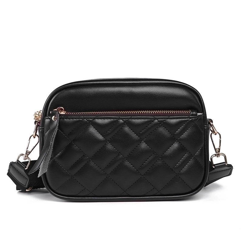 Women's Medium Pu Leather Solid Color Lingge Basic Classic Style Square Zipper Shoulder Bag Crossbody Bag Square Bag