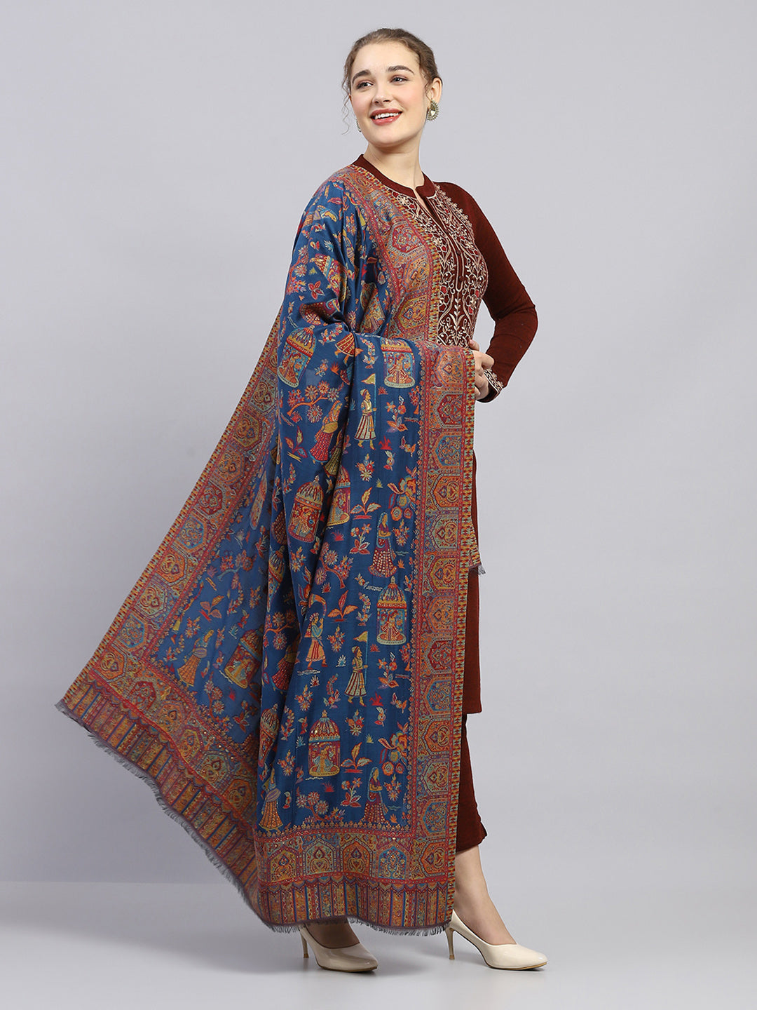 Women Multicolor Self Design Shawl