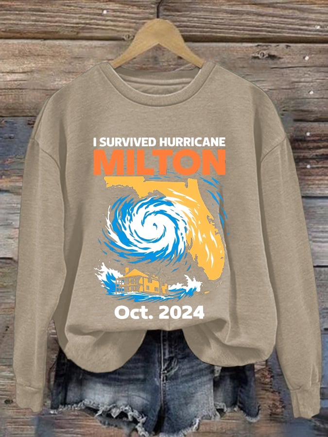 Women's Hurricane Milton I Survived 2024 Printed Sweatshirt