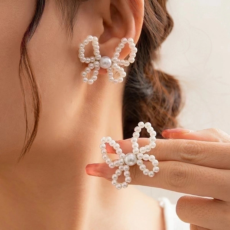 Modern Style Minimalist Bow Knot Copper Handmade Plating 18k Gold Plated Jewelry Set
