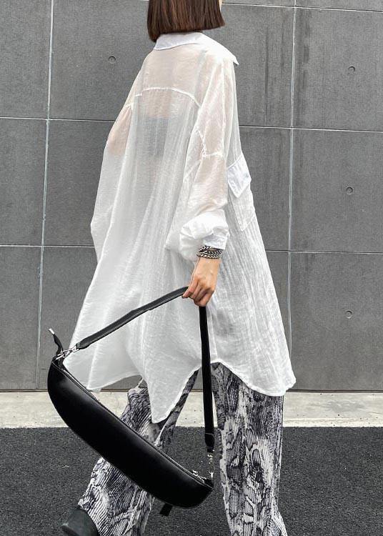 Bohemian White Pockets UPF 50+ Coat Jacket Shirt Tops Summer