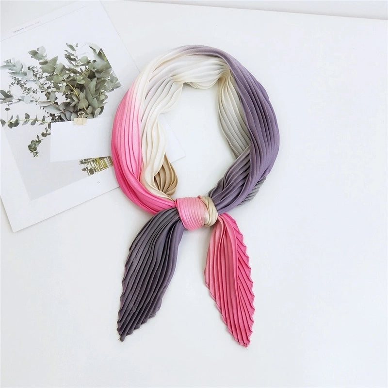 Women's Elegant Color Block Polyester Frill Silk Scarves