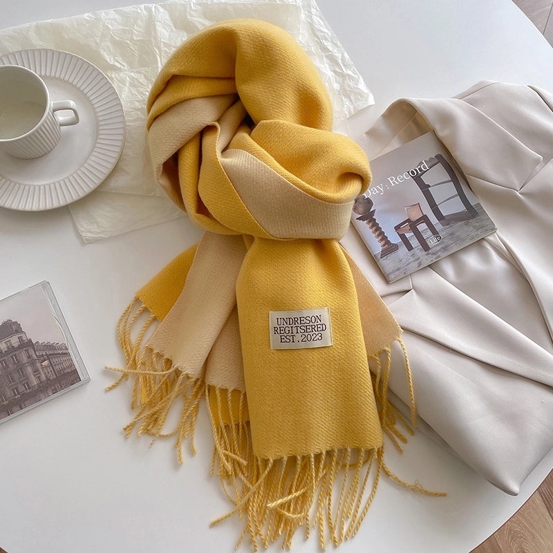 New Scarf Autumn And Winter Popular Color Matching Cashmere High-grade Warm Shawl Student Fashion Scarf Female