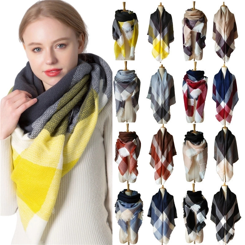 Women's Casual Color Block Imitation Cashmere Scarf