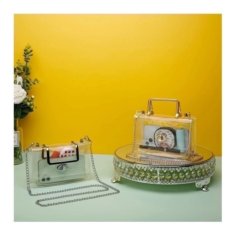 Women's Small PVC Solid Color Basic Lock Clasp Crossbody Bag