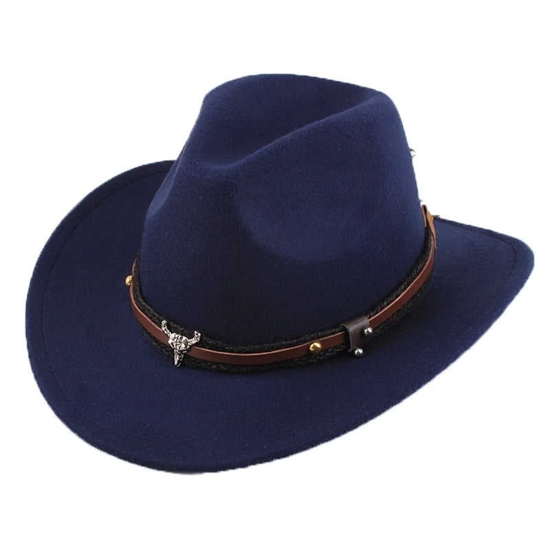 Ethnic Style Topper Hat Western Cowboy Hat Tibetan Tibetan Performance Hat Woolen Hat Central Retro Woolen Hat