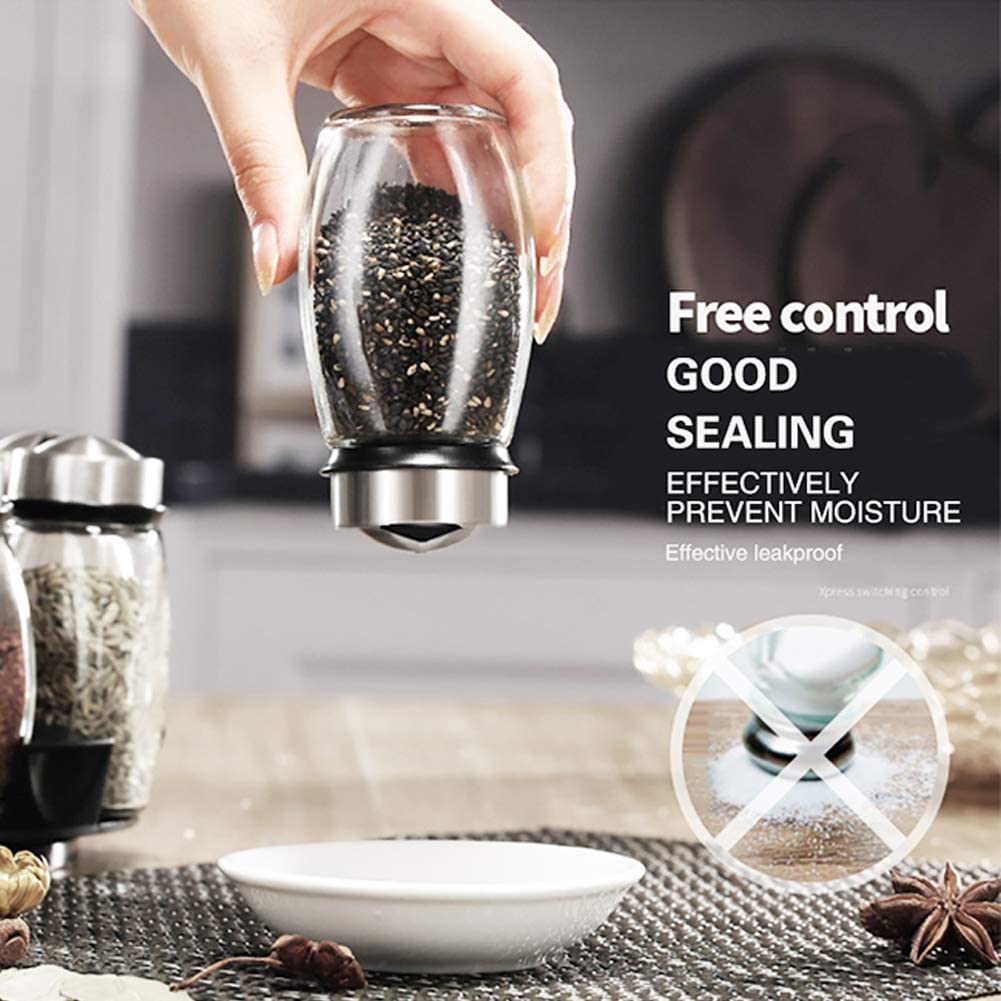 Spice Rack With 6 Glass Spice Holders Jar. Revolving Spice Rack Kitchen Cabinet And Worktop