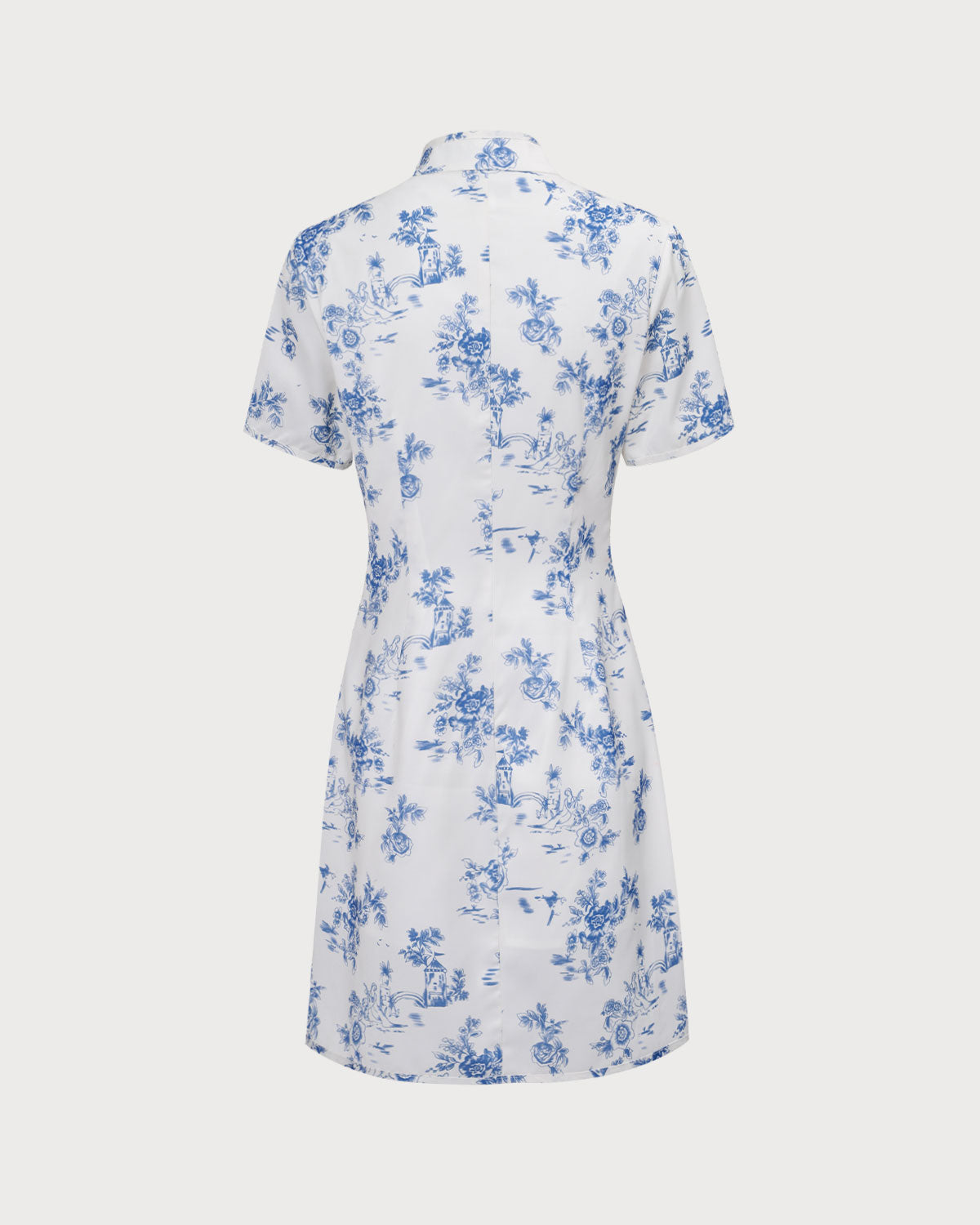 The Blue Mandarin Collar Floral Cheongsam