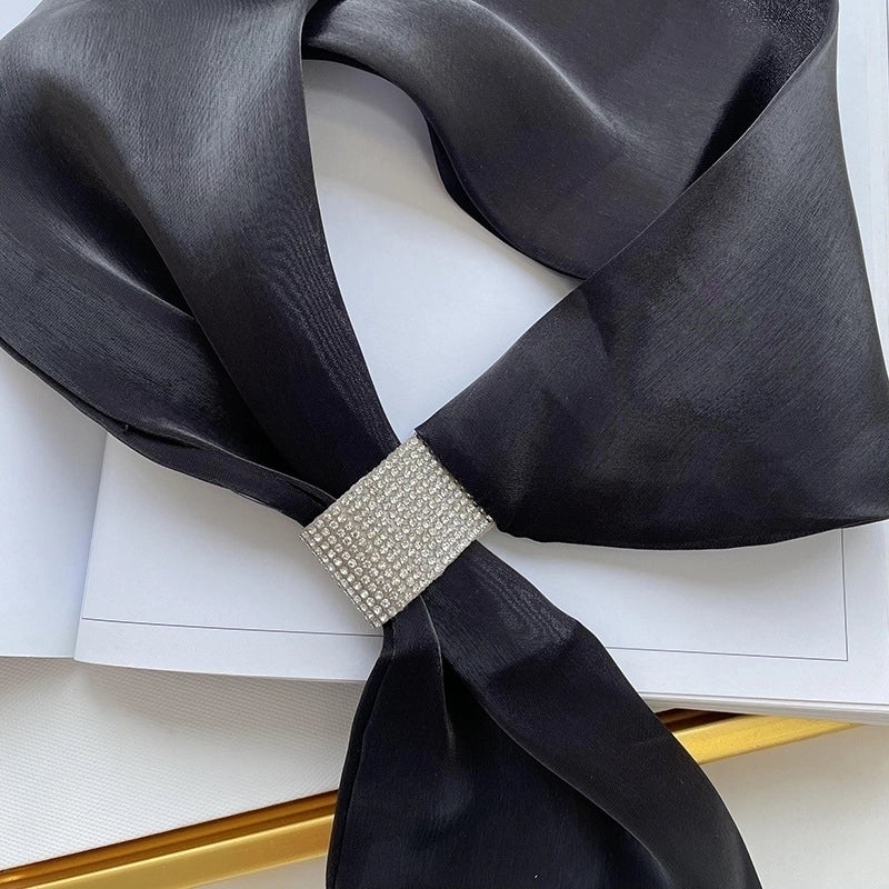 Women's Minimalist Commute Color Block Imitated Silk Silk Scarf