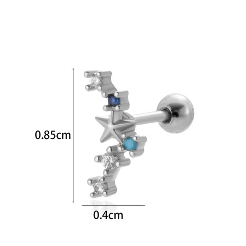 1 Piece Ear Cartilage Rings & Studs Minimalist Classic Style Star Moon Butterfly 316L Stainless Steel  Copper Plating Inlay Zircon