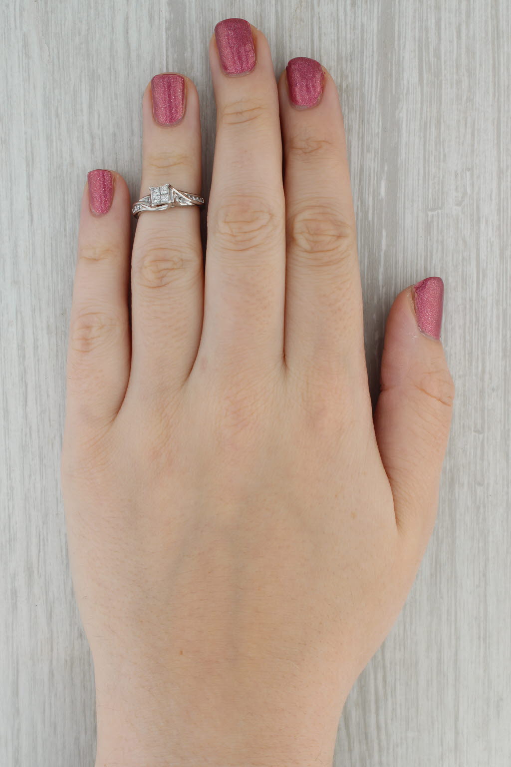 0.32ctw Princess Diamond Engagement Ring 10k White Gold Size 4.75