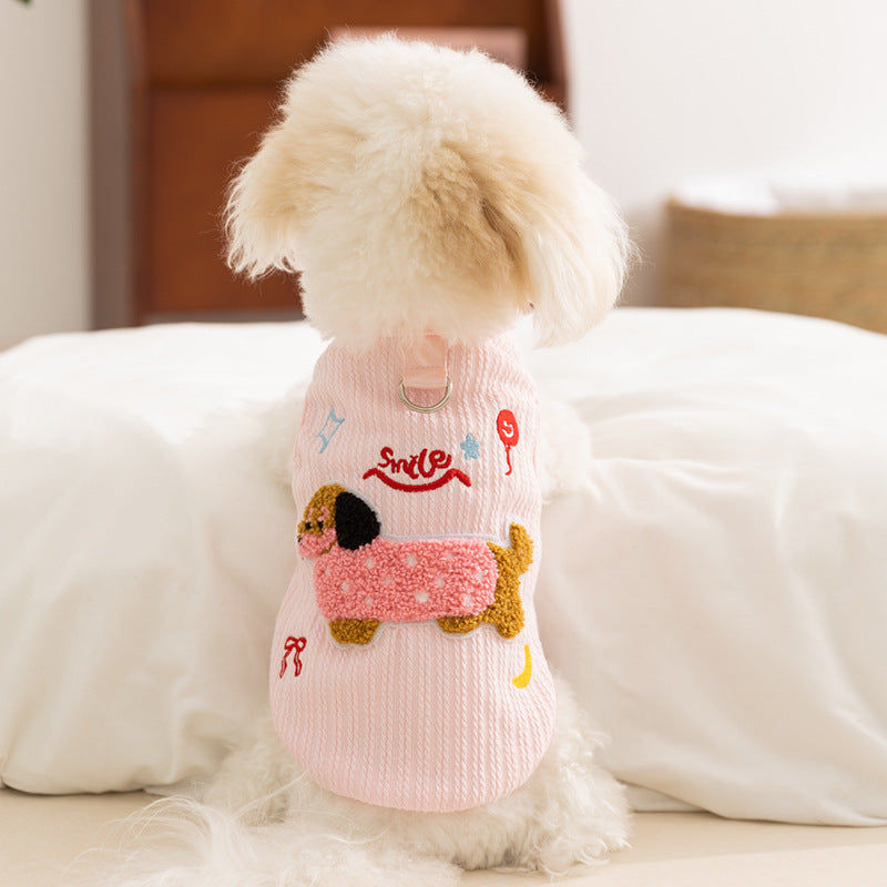 Cute Towel Dog Pattern Dog Vest Harness