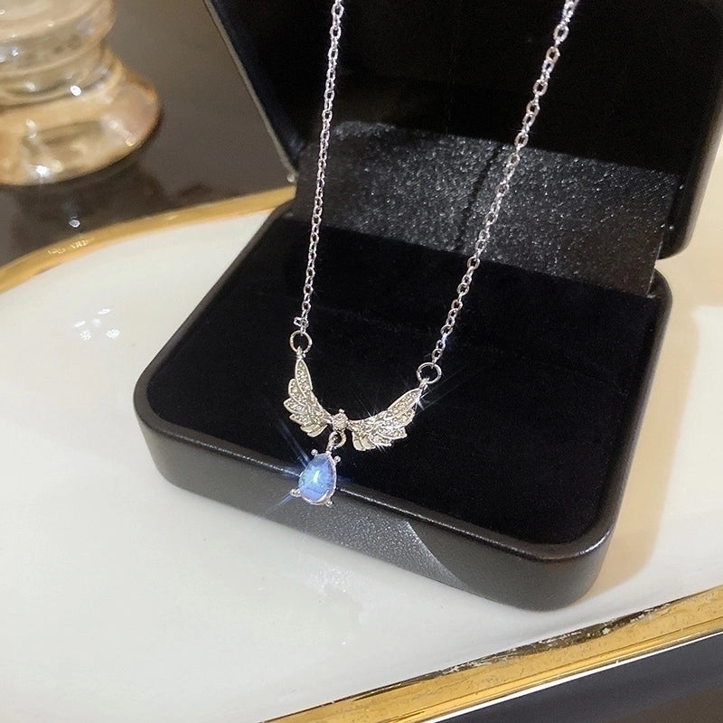 Minimalist Heart Shape Flower Bow Knot Titanium Steel Copper Plating Inlay Artificial Gemstones Pendant Necklace