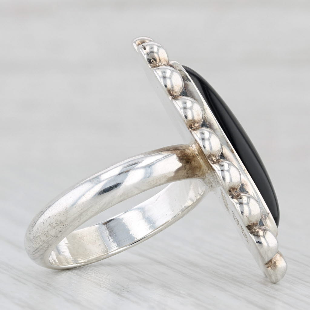 Vintage Onyx Ring Sterling Silver Size 8 Statement Mexico