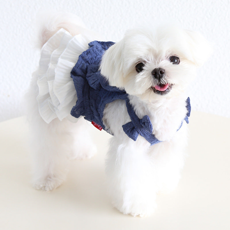 Sweet Big Bow Dog Cat Chiffon Dress
