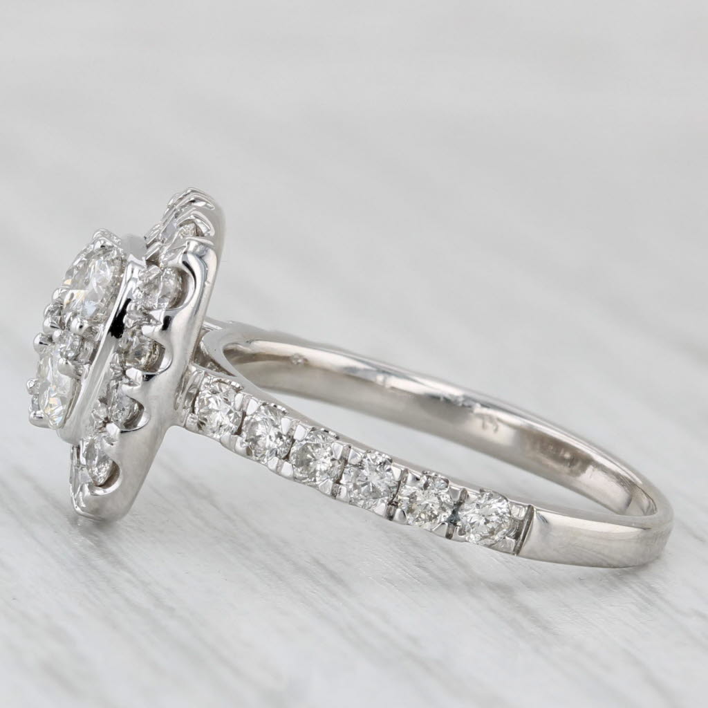 1.45ctw Vintage Diamond Halo Ring 14k White Gold Size 6