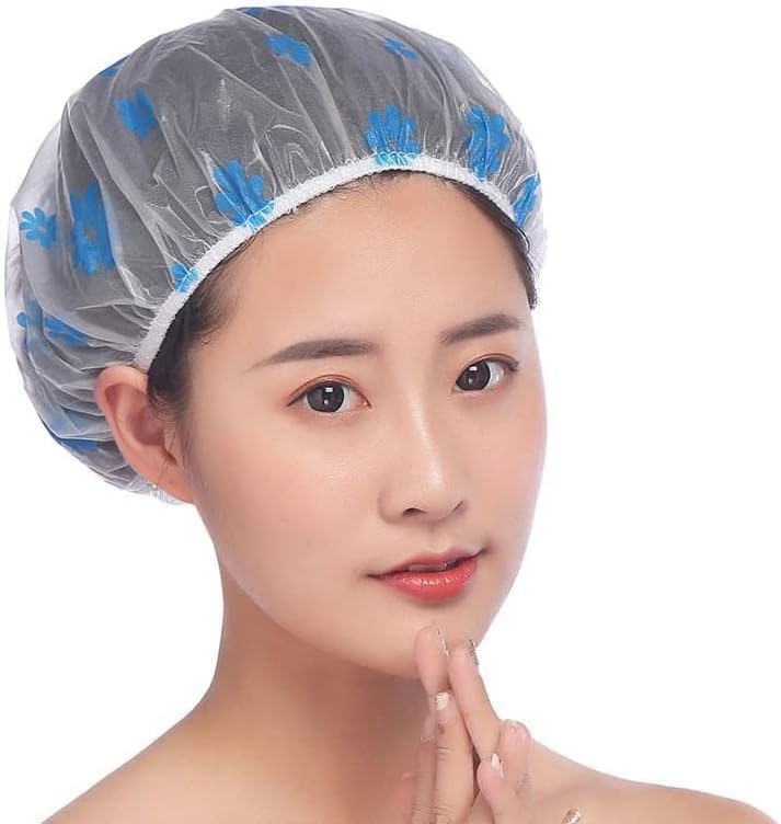 Waterproof Hair Shower Cap. Reusable Shower Hat Bath Caps With Elastic Band