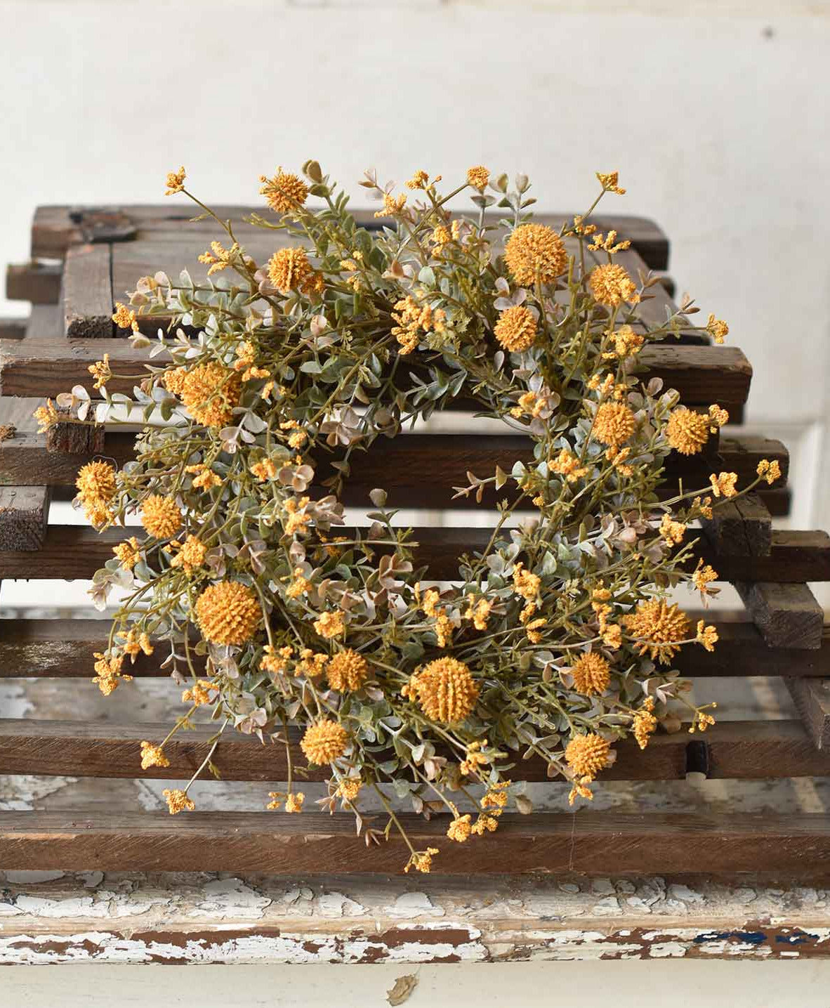 Fall Flower Candle Ring. Mustard Yellow