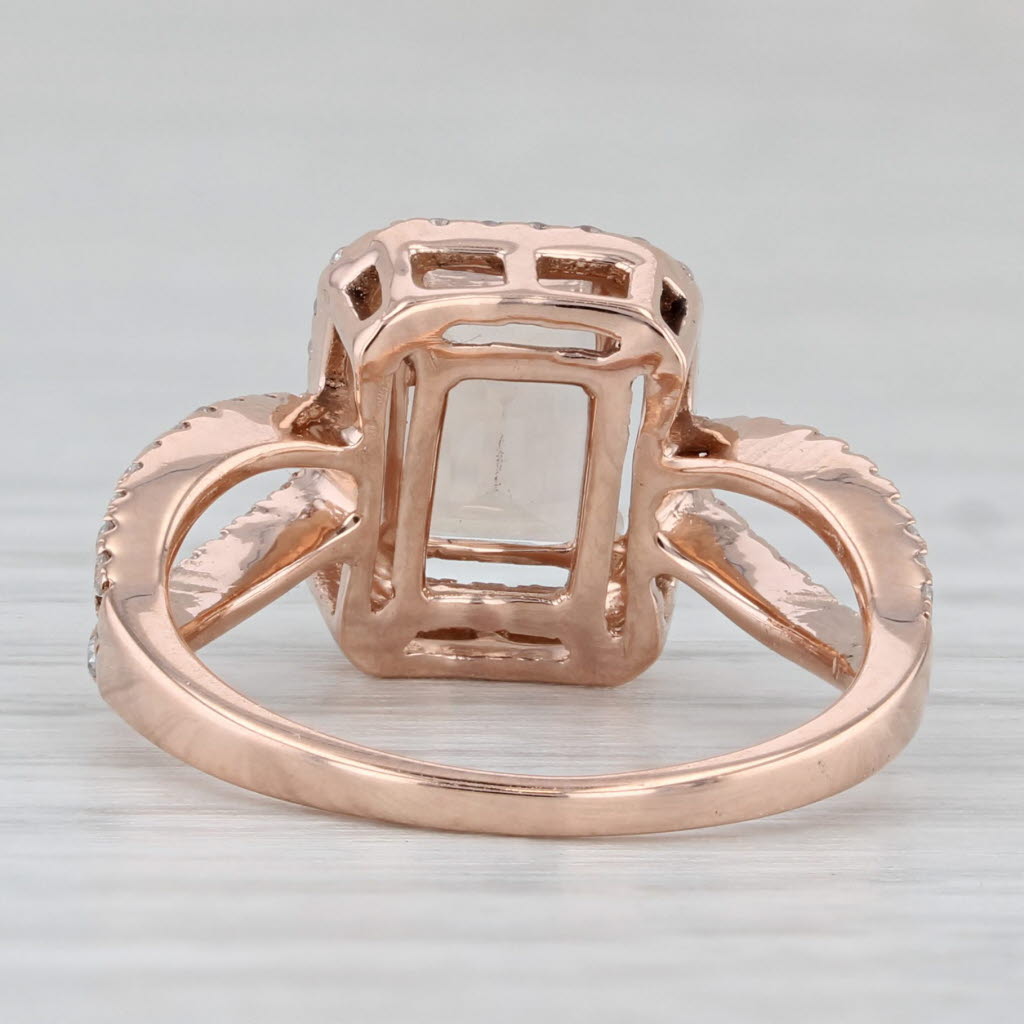 1.54ctw Morganite Diamond Halo Ring 14k Rose Gold Size 5.25 Engagement