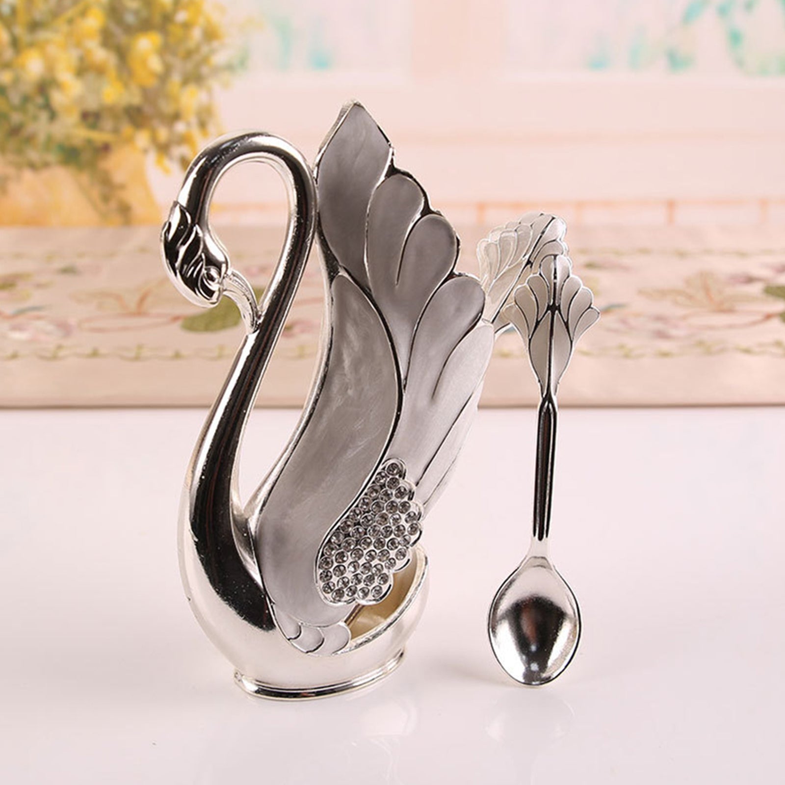 6 PIECES SWAN DESSERT SPOON SET