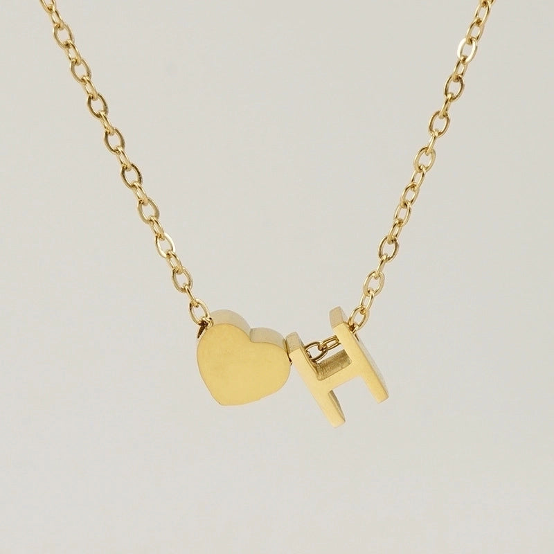 Fashion Letter Heart Shape 304 Stainless Steel 18K Gold Plated Gold Plated Stainless Steel Necklaces