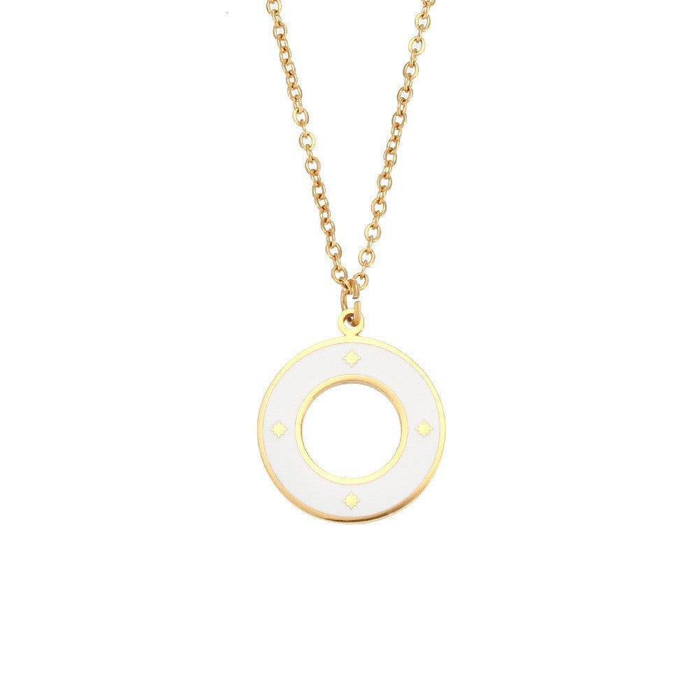 Fashion Quadrilateral Round Geometric Stainless Steel 18K Gold Plated Necklaces