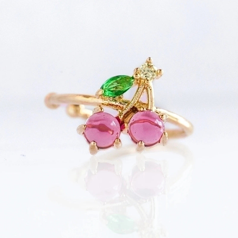 Color Zirconium Cherry Peach Tropical Fruit Ear Bone Clip Women
