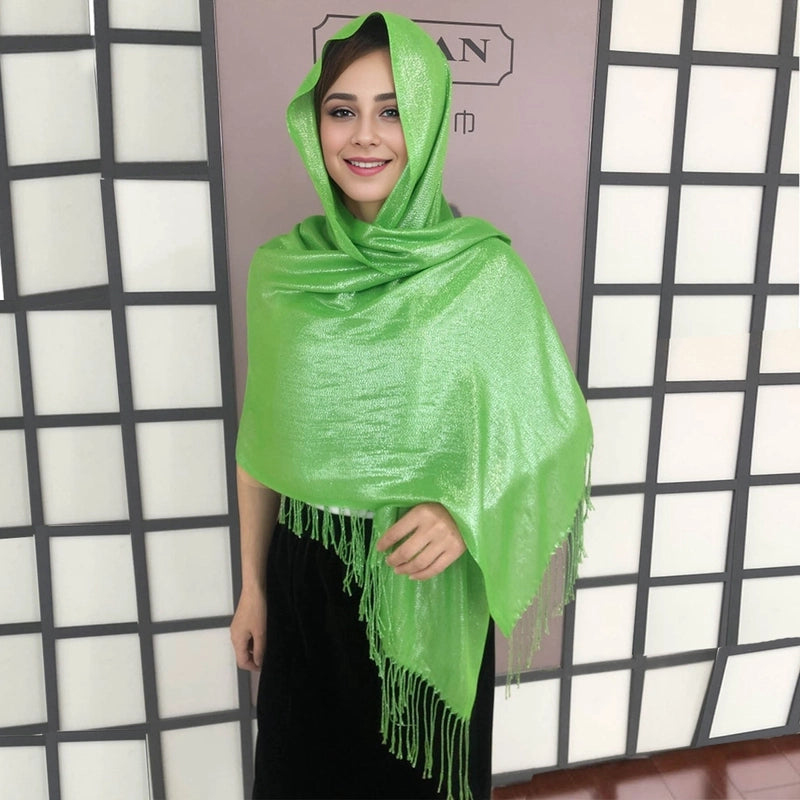 Exclusive For New Women's Shawl Autumn And Summer Women Tassel Silver Silk Ball Dinner Party Scarf