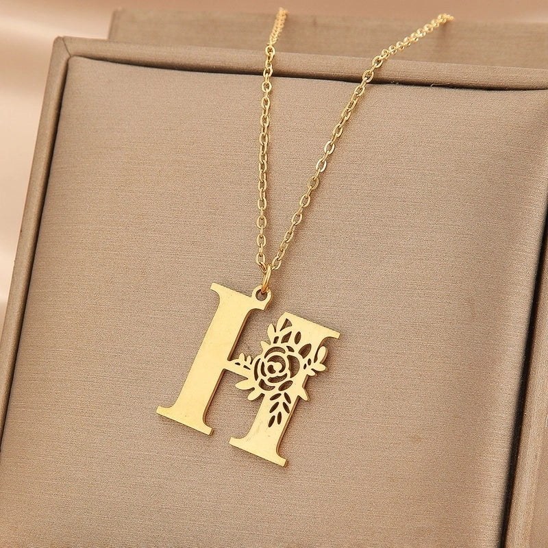 Basic Classic Style Letter Stainless Steel Plating Pendant Necklace
