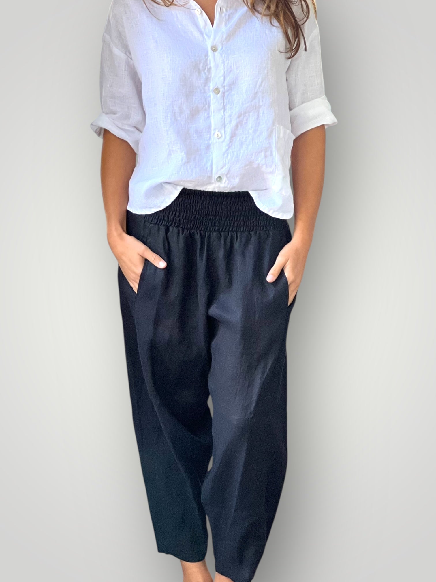 frankie pants - black linen