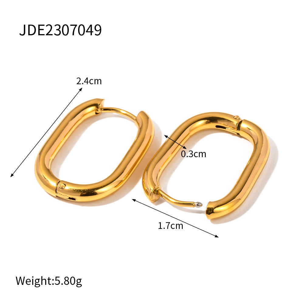 Heart Asymmetrical Geometric Stainless Steel 18K Gold Plated Earrings