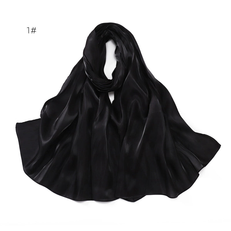 Spring And Summer New Thin Soft Shiny Satin Scarf Female Malay Indonesian Long Scarf Scarf Sun Protection Shawl