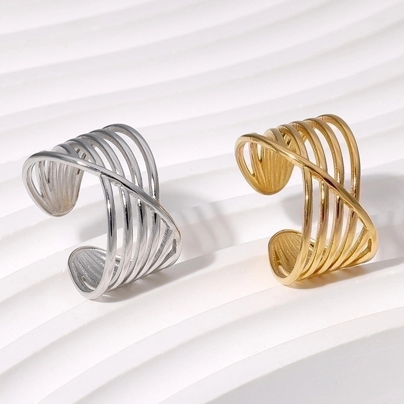 304 Stainless Steel 18K Gold Plated Basic Plating Geometric Open Rings