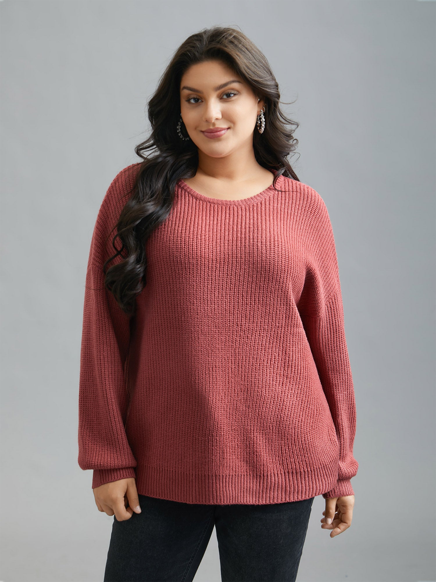 Open Wrap Back Textured Tied Pullover