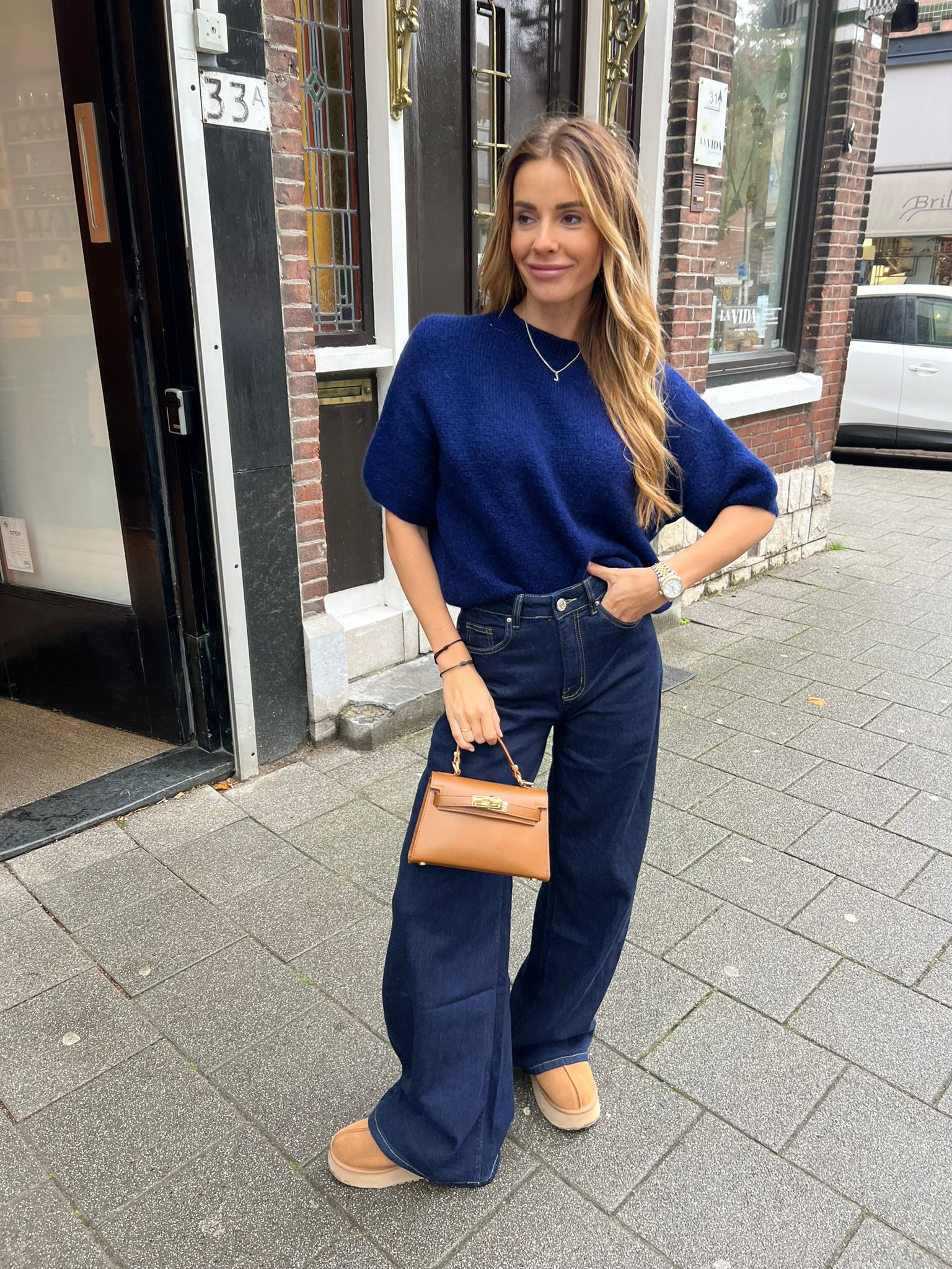 Mella Short Sleeve Sweater Navy