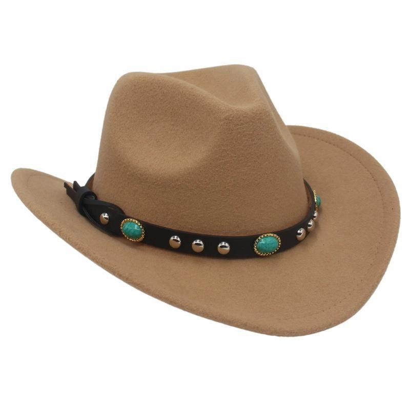 New Ethnic Style Tibetan Western Cowboy Hat Top Hat Autumn And Winter Men's And Women's Felt Hat Curling Jazz Hat Trendy