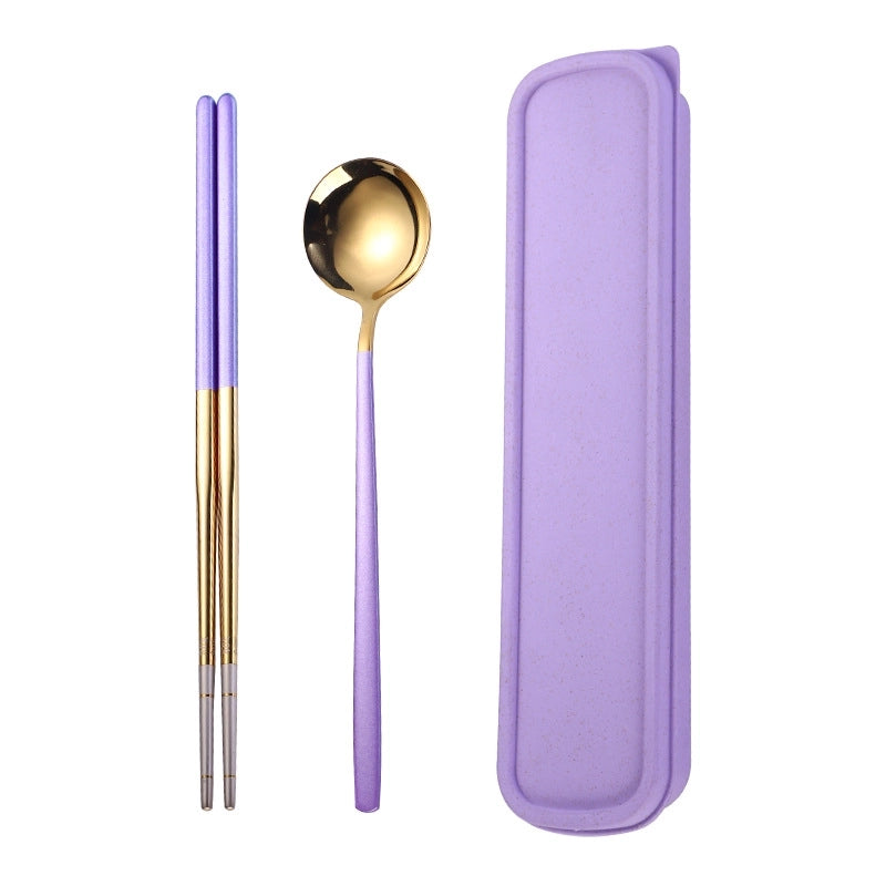 Fashion Solid Color Stainless Steel Tableware 1 Set