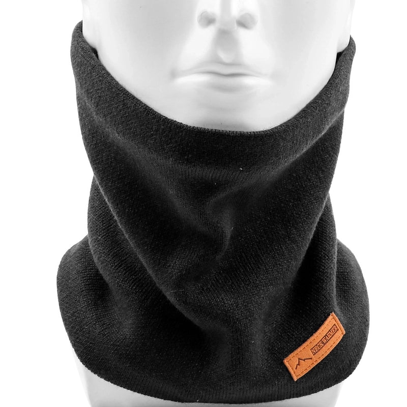 Autumn And Winter Single Circle Collar Men's And Women's Solid Color Fleece-lined Knitted Scarf Fashion Fake Turtleneck Warm Pullover Scarf
